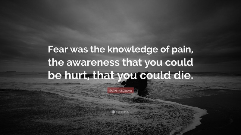 Julie Kagawa Quote: “Fear was the knowledge of pain, the awareness that you could be hurt, that you could die.”