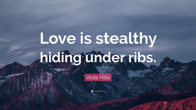 Veda Hille Quote: “Love is stealthy hiding under ribs.”