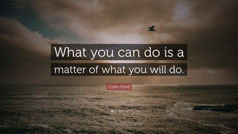 Colin Ford Quote: “What you can do is a matter of what you will do.”