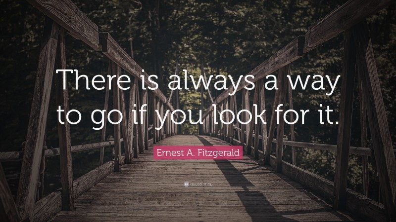 Ernest A. Fitzgerald Quote: “There is always a way to go if you look for it.”