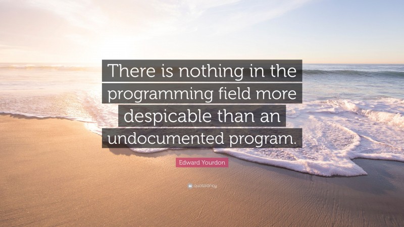 Edward Yourdon Quote: “There is nothing in the programming field more despicable than an undocumented program.”