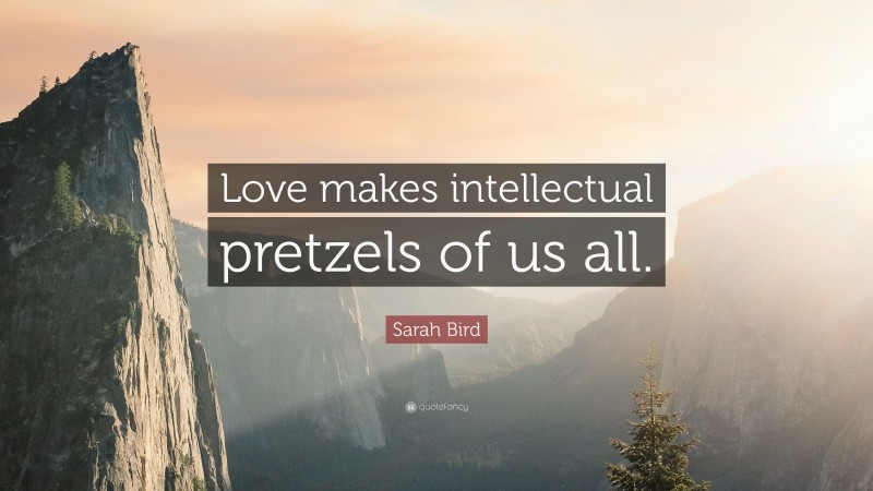 Sarah Bird Quote: “Love makes intellectual pretzels of us all.”