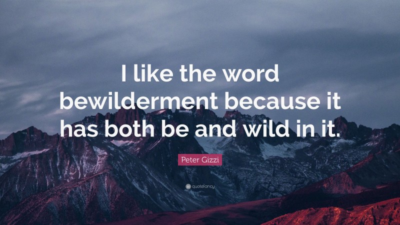 Peter Gizzi Quote: “I like the word bewilderment because it has both be and wild in it.”
