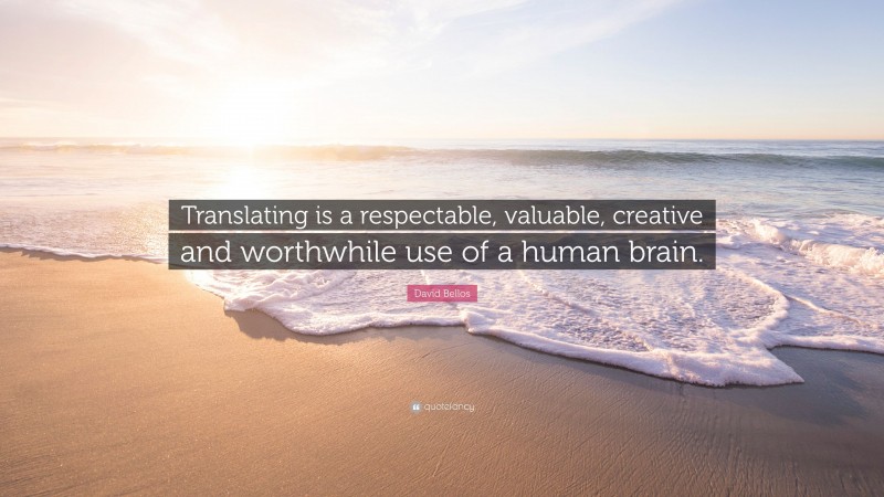 David Bellos Quote: “Translating is a respectable, valuable, creative and worthwhile use of a human brain.”