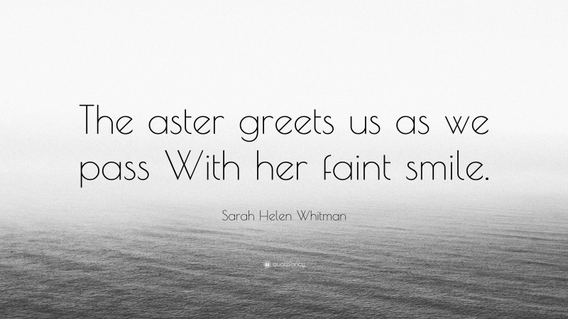 Sarah Helen Whitman Quote: “The aster greets us as we pass With her faint smile.”
