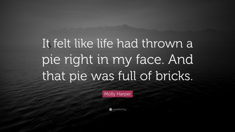 Molly Harper Quote: “It felt like life had thrown a pie right in my face. And that pie was full of bricks.”