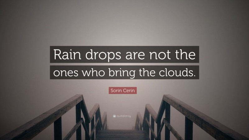 Sorin Cerin Quote: “Rain drops are not the ones who bring the clouds.”