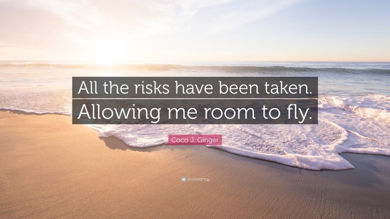 Coco J. Ginger Quote: “All the risks have been taken. Allowing me room to fly.”