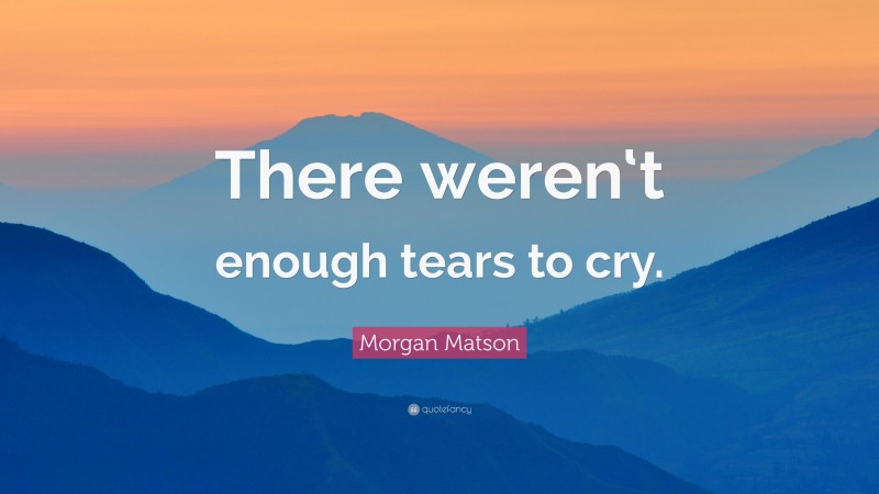 Morgan Matson Quote: “There weren‘t enough tears to cry.”