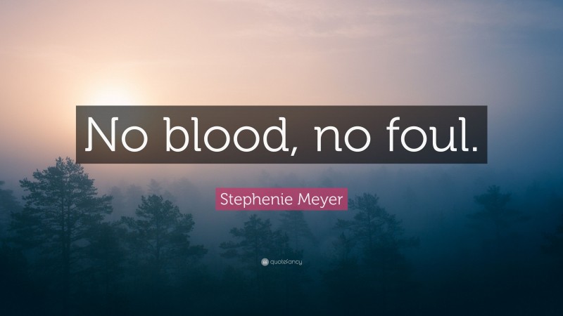 Stephenie Meyer Quote: “No blood, no foul.”