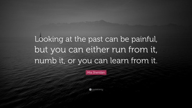 Mia Sheridan Quote: “Looking at the past can be painful, but you can either run from it, numb it, or you can learn from it.”