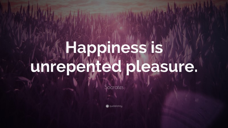 Socrates Quote: “Happiness is unrepented pleasure.”