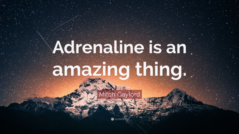 Mitch Gaylord Quote: “Adrenaline is an amazing thing.”