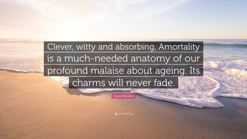 David Baddiel Quote: “Clever, witty and absorbing, Amortality is a much-needed anatomy of our profound malaise about ageing. Its charms will never fade.”