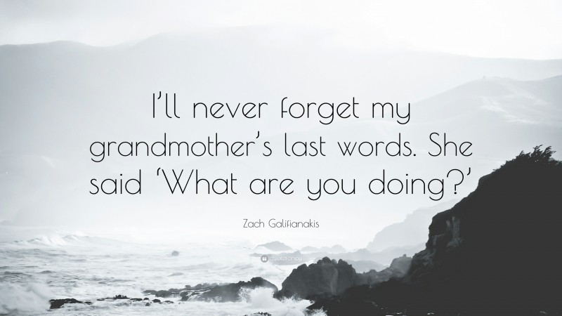 Zach Galifianakis Quote: “I’ll never forget my grandmother’s last words. She said ‘What are you doing?’”
