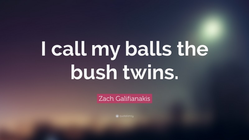 Zach Galifianakis Quote: “I call my balls the bush twins.”