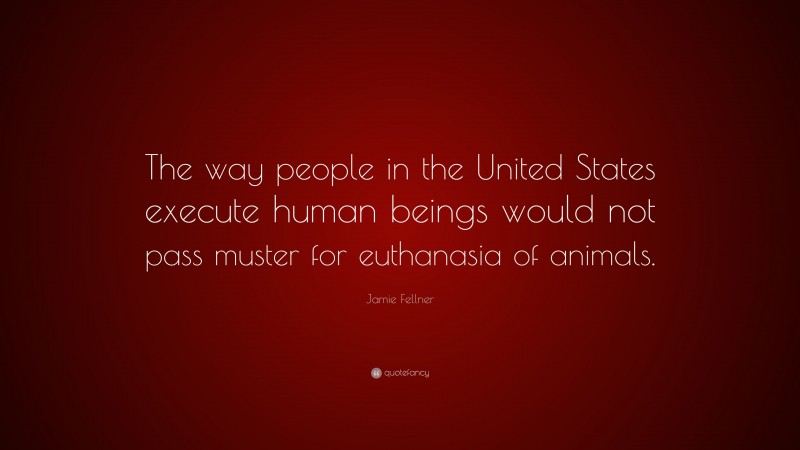 Jamie Fellner Quote: “The way people in the United States execute human beings would not pass muster for euthanasia of animals.”