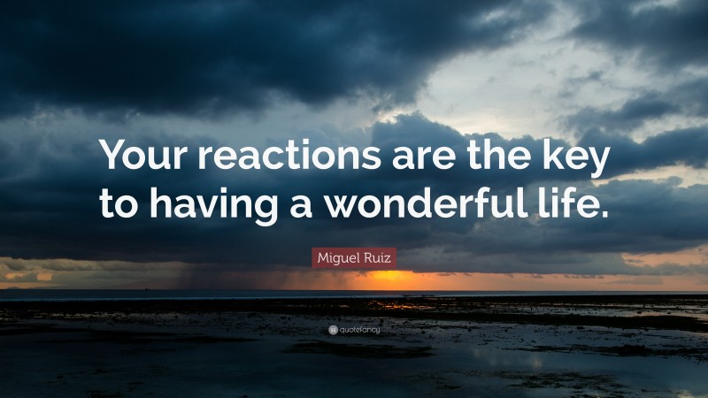 Miguel Ruiz Quote: “Your reactions are the key to having a wonderful life.”