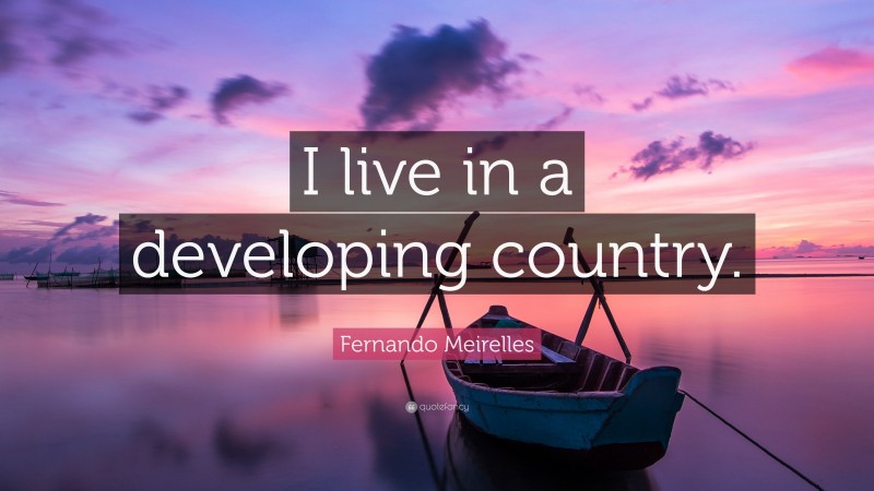Fernando Meirelles Quote: “I live in a developing country.”