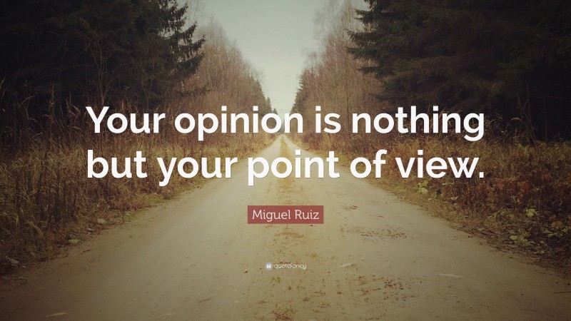 Miguel Ruiz Quote: “Your opinion is nothing but your point of view.”