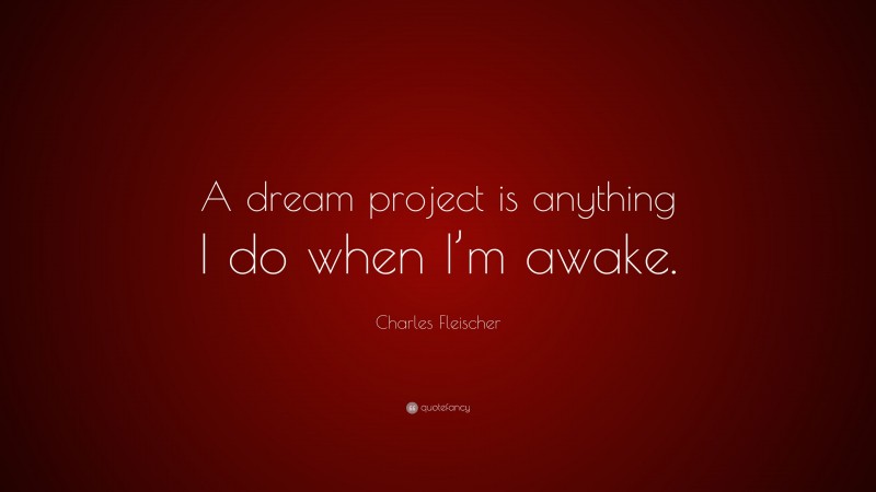 Charles Fleischer Quote: “A dream project is anything I do when I’m awake.”