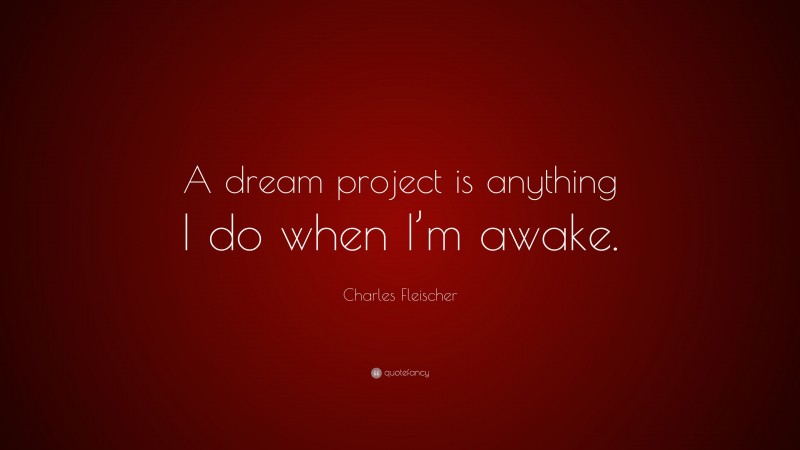 Charles Fleischer Quote: “A dream project is anything I do when I’m awake.”
