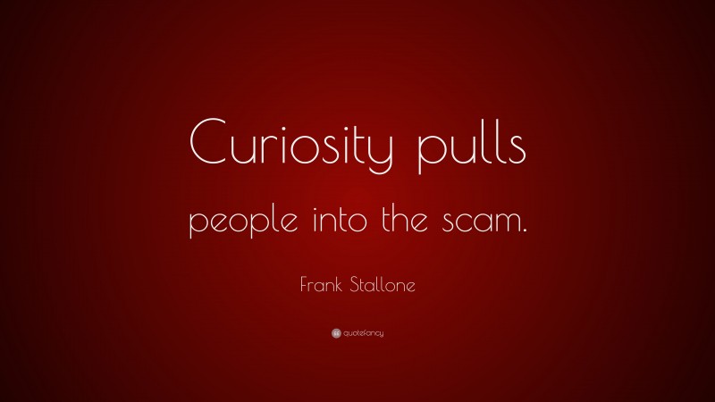Frank Stallone Quote: “Curiosity pulls people into the scam.”