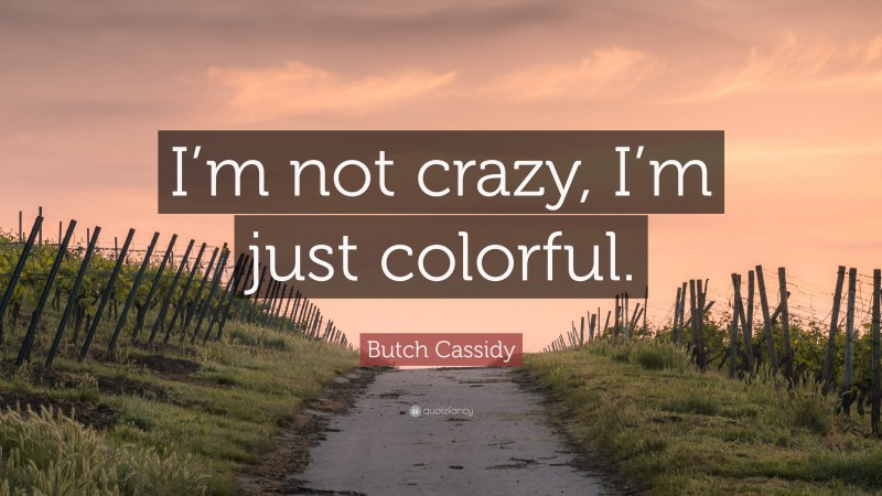 Butch Cassidy Quote: “I’m not crazy, I’m just colorful.”