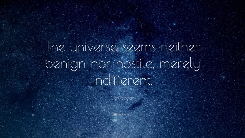 Carl Sagan Quote: “The universe seems neither benign nor hostile, merely indifferent.”