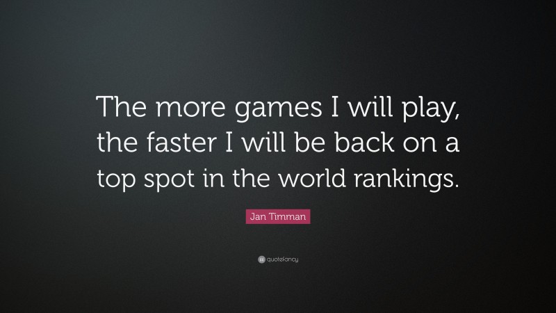Jan Timman Quote: “The more games I will play, the faster I will be back on a top spot in the world rankings.”