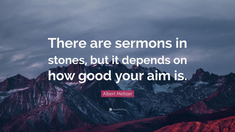 Albert Meltzer Quote: “There are sermons in stones, but it depends on how good your aim is.”