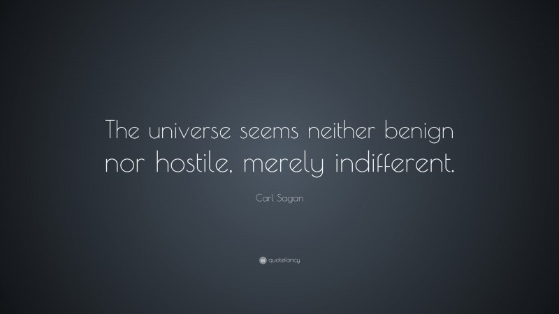 Carl Sagan Quote: “The universe seems neither benign nor hostile, merely indifferent.”