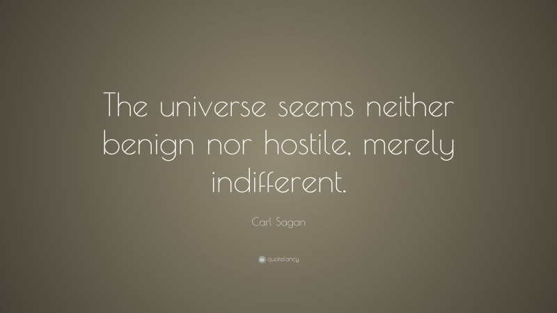 Carl Sagan Quote: “The universe seems neither benign nor hostile, merely indifferent.”