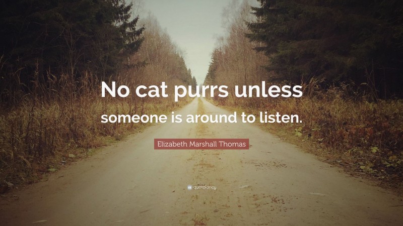 Elizabeth Marshall Thomas Quote: “No cat purrs unless someone is around to listen.”