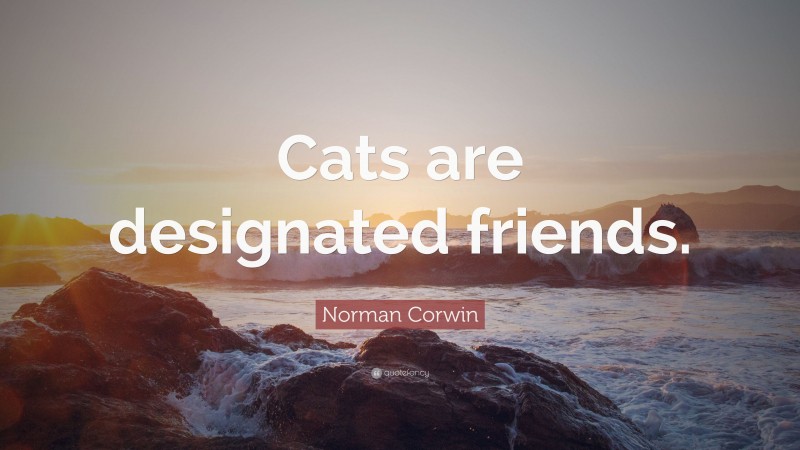 Norman Corwin Quote: “Cats are designated friends.”