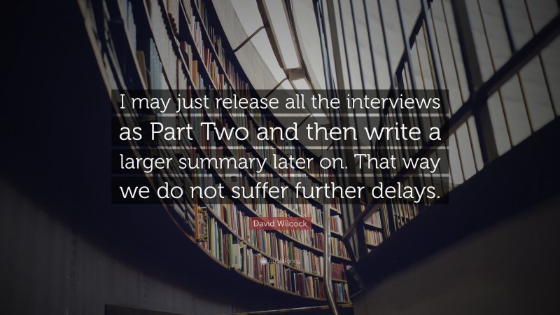 David Wilcock Quote: “I may just release all the interviews as Part Two and then write a larger summary later on. That way we do not suffer further delays.”