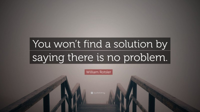 William Rotsler Quote: “You won’t find a solution by saying there is no problem.”