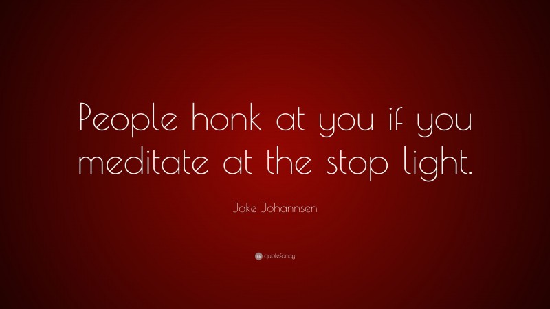 Jake Johannsen Quote: “People honk at you if you meditate at the stop light.”