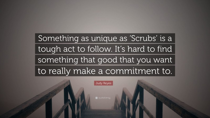 Judy Reyes Quote: “Something as unique as ‘Scrubs’ is a tough act to follow. It’s hard to find something that good that you want to really make a commitment to.”