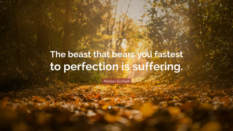 Meister Eckhart Quote: “The beast that bears you fastest to perfection is suffering.”