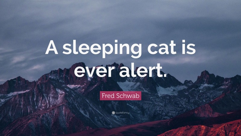 Fred Schwab Quote: “A sleeping cat is ever alert.”