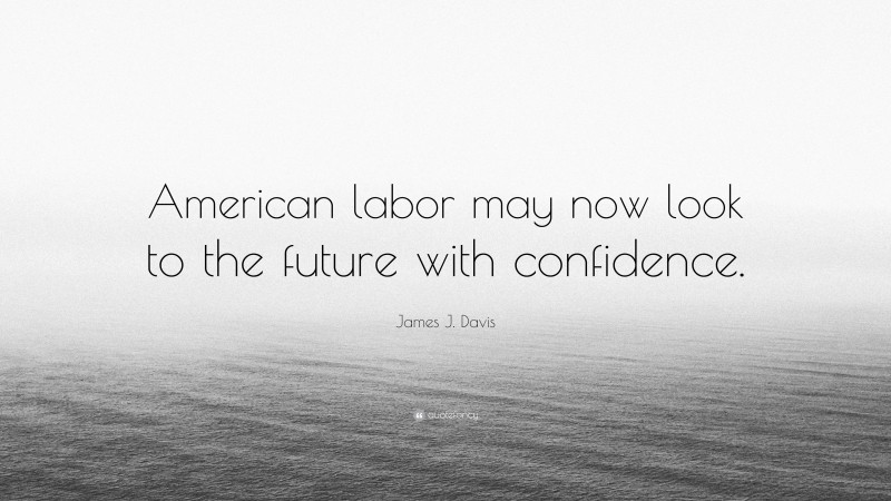James J. Davis Quote: “American labor may now look to the future with confidence.”