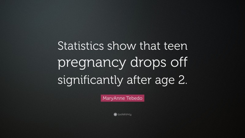 MaryAnne Tebedo Quote: “Statistics show that teen pregnancy drops off ...