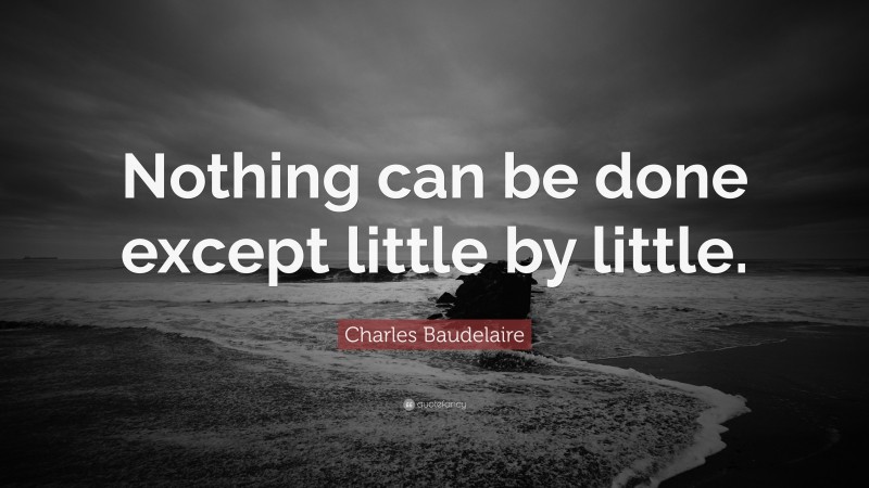 Charles Baudelaire Quote: “Nothing can be done except little by little.”