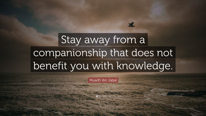Muadh ibn Jabal Quote: “Stay away from a companionship that does not benefit you with knowledge.”