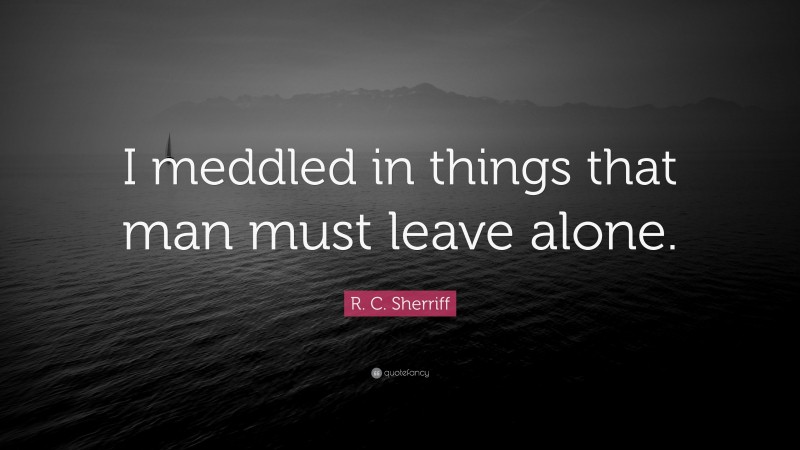 R. C. Sherriff Quote: “I meddled in things that man must leave alone.”
