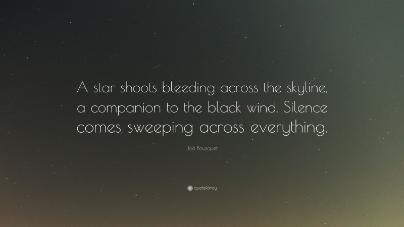 Joë Bousquet Quote: “A star shoots bleeding across the skyline, a companion to the black wind. Silence comes sweeping across everything.”