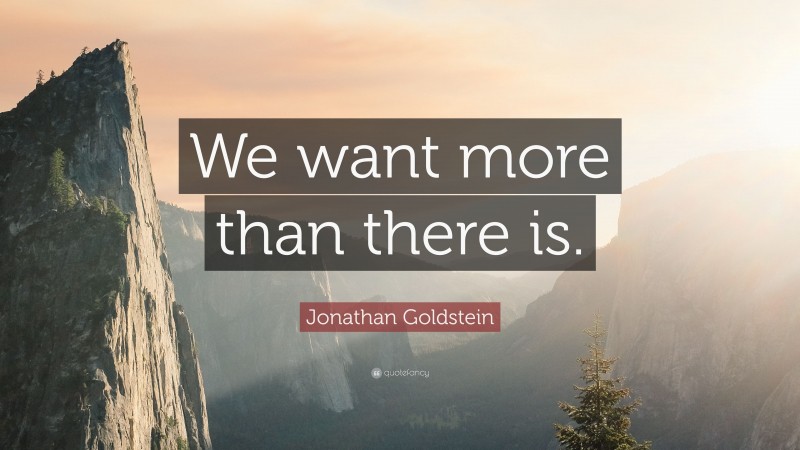 Jonathan Goldstein Quote: “We want more than there is.”