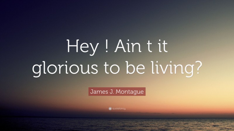 James J. Montague Quote: “Hey ! Ain t it glorious to be living?”