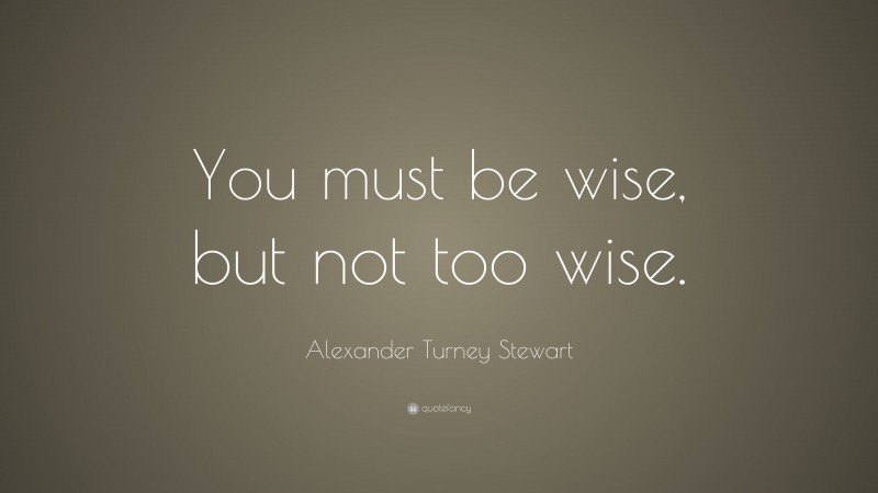 Alexander Turney Stewart Quote: “You must be wise, but not too wise.”
